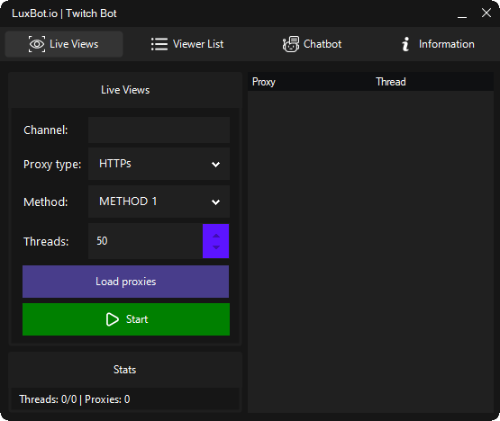 Preview of 'LuxBot.gg' AIO tool showing twitch bot features included.